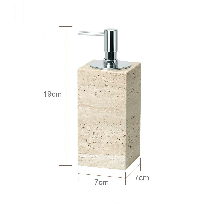 Beige Travertine Bathroom Accessory Set — 9-Piece