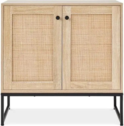 Rattan Storage Cabinet — 2-Door Accent Cupboard