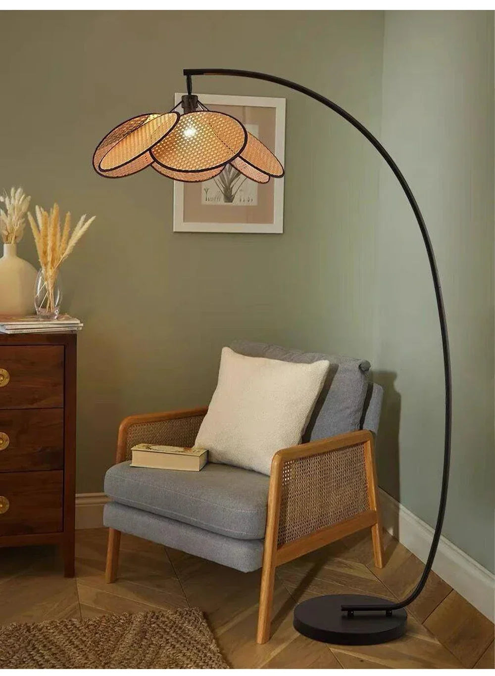 Rattan LED Lighting Floor Lamps Nightlight Home Decor Living Room Stand Light Bedside Lamp for Bedroom — image 14
