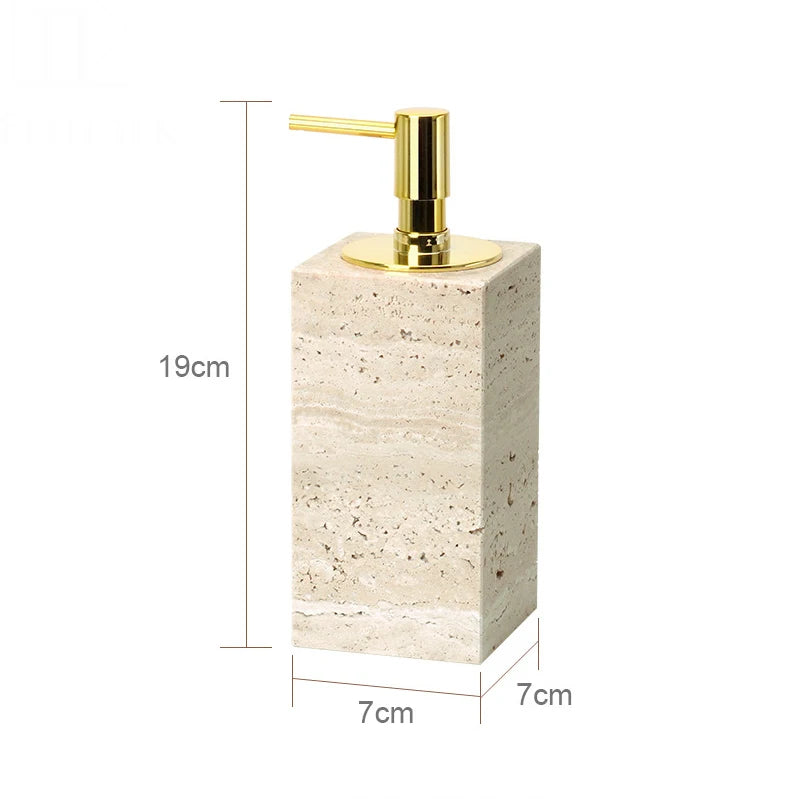 Travertine Bathroom Accessory Set — Vanity Tray & Diffuser, 9-Piece