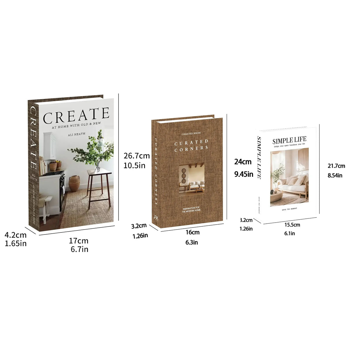 3-Piece Faux Book Set — Decorative Coffee Table Accent