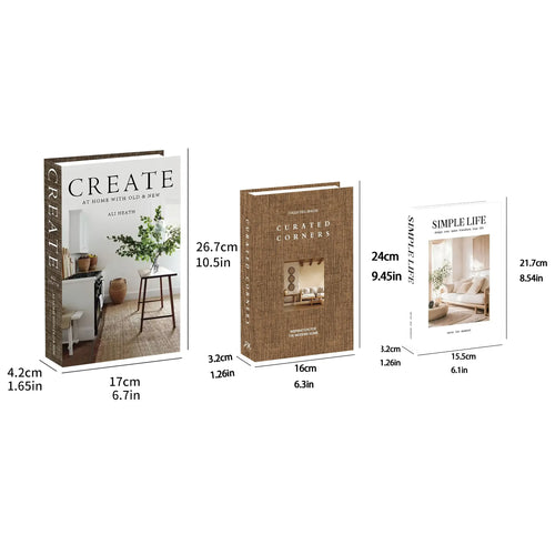 3-Piece Faux Book Set — Decorative Coffee Table Accent