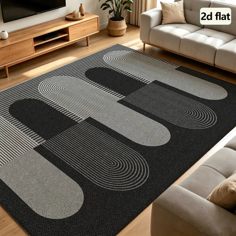 Mid-Century Geometric Area Rug — Machine Washable — main product view