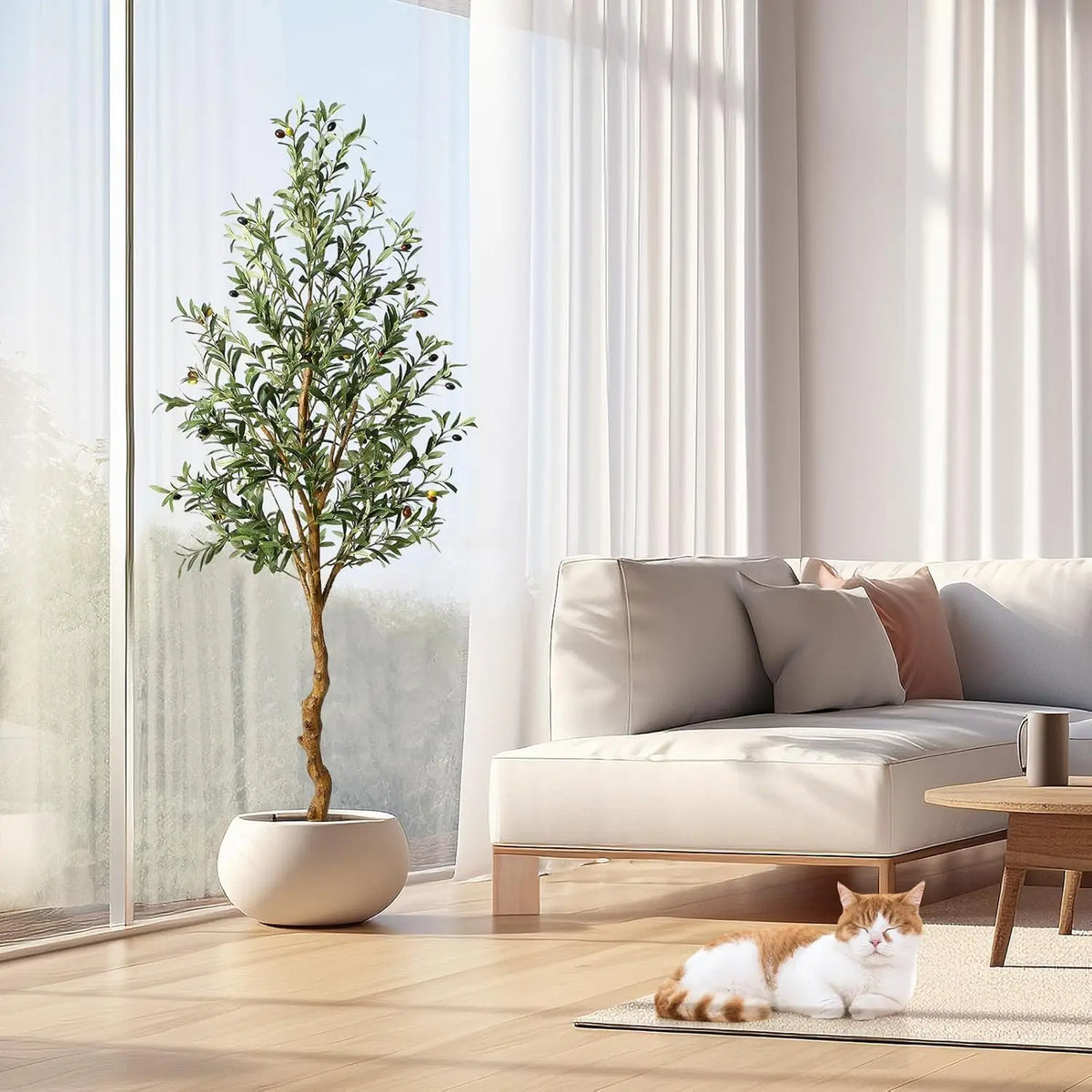 1Pc/2Pcs Artificial Olive Tree 4ft / 5ft / 6ft, Large Artificial Plants Fake Plastic Plants in Pot for Home Bedroom Decor — alternate view
