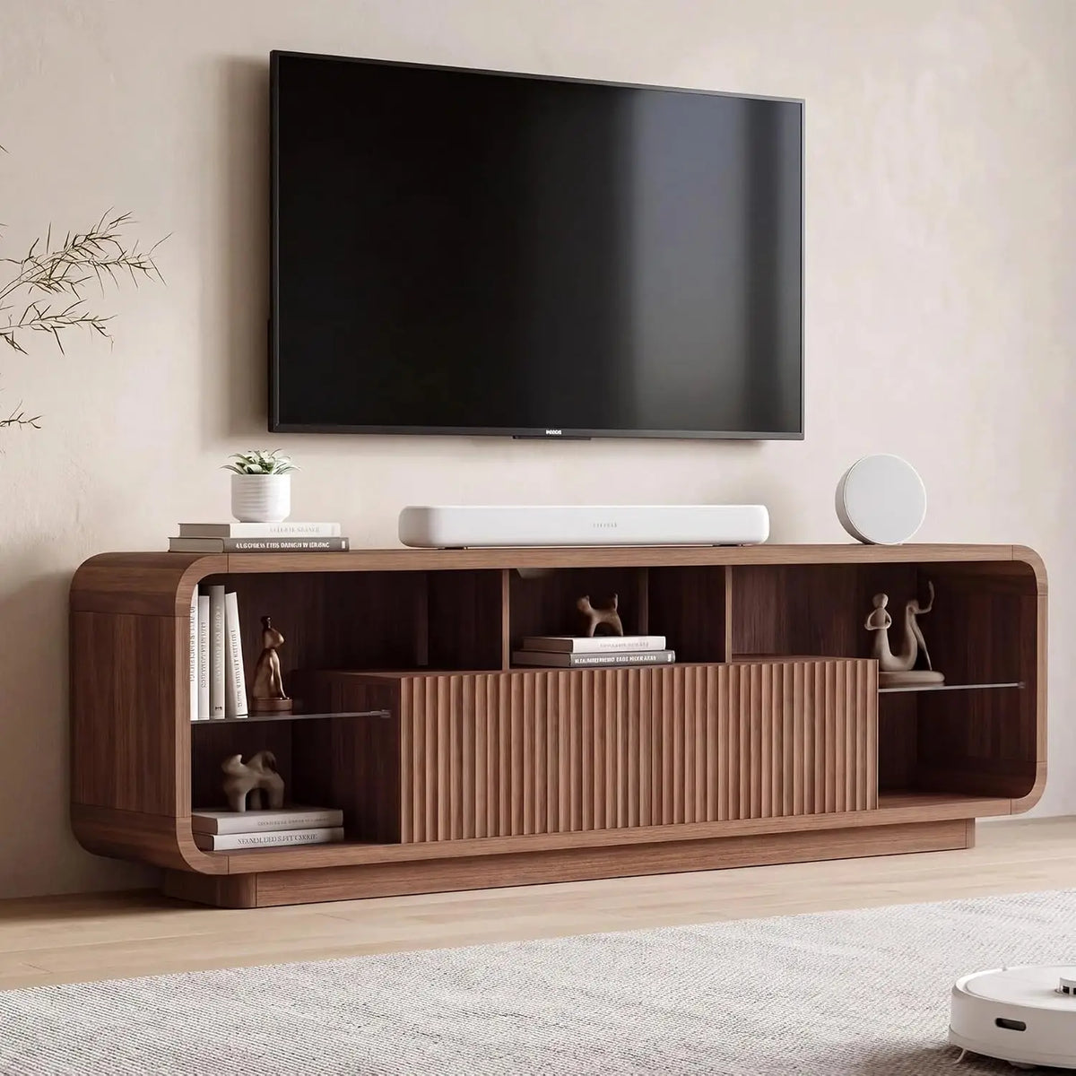 Fluted TV Stand with LED — 78.75"