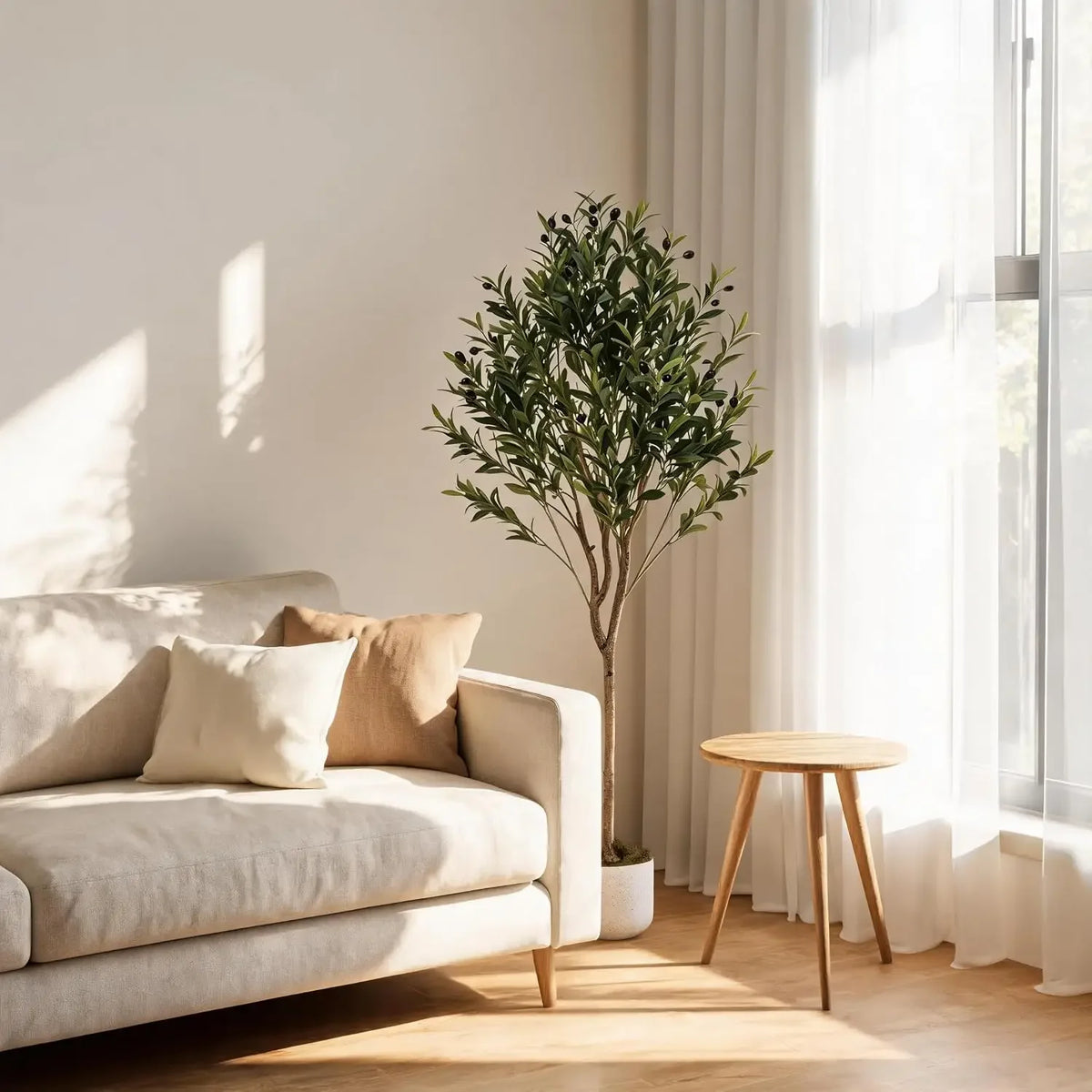 Artificial Olive Tree Branches — 4.3FT, No Pot, Lifelike Fruit Accents