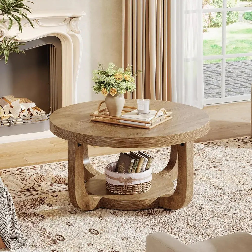 Two-Tier Round Storage Coffee Table