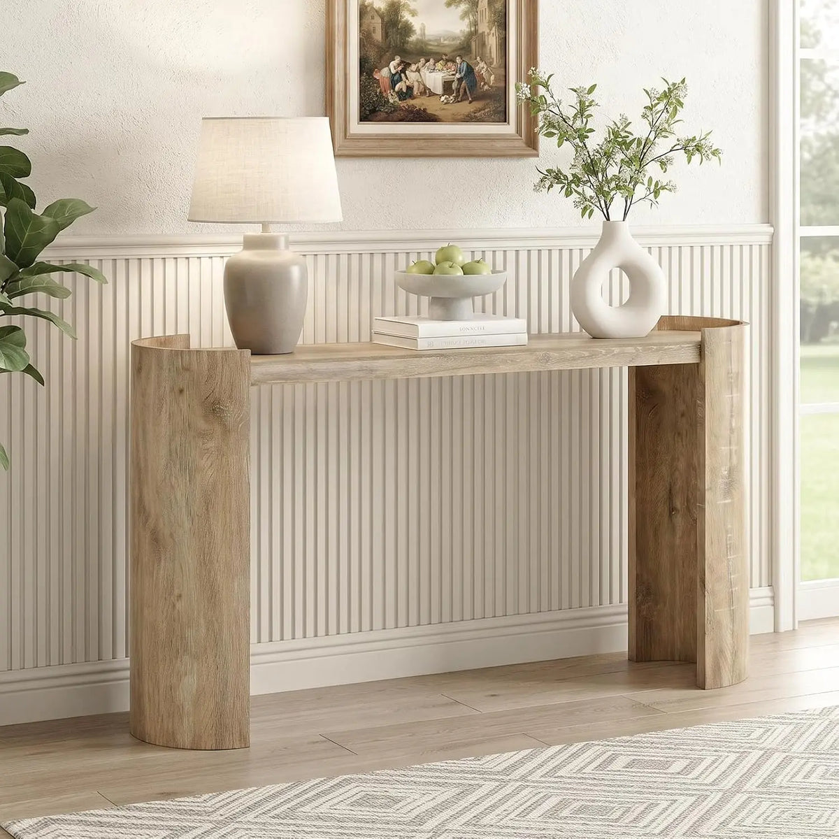Faux Marble Console Table with Shelf — 53"