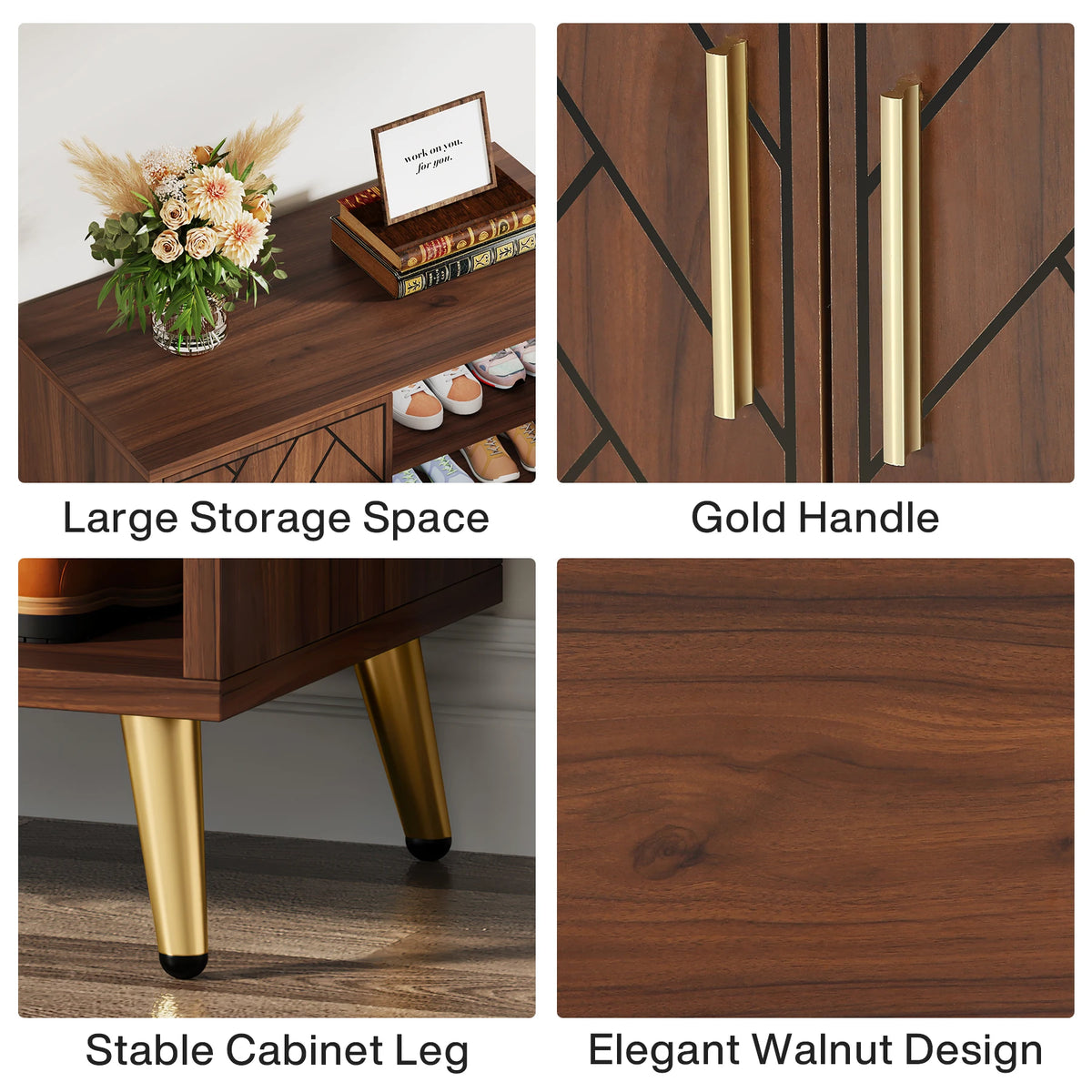 Tribesigns Walnut 6-Tier Shoe Cabinet with Doors