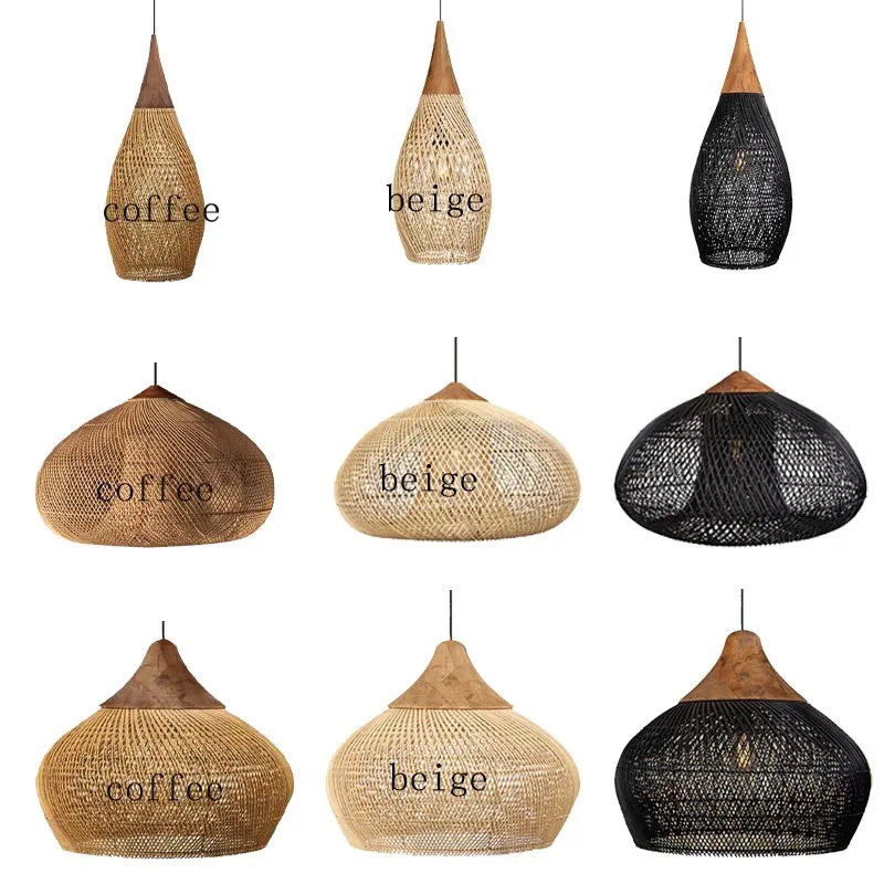 Handwoven Rattan Pendant Lamp — Japandi Kitchen Island Light