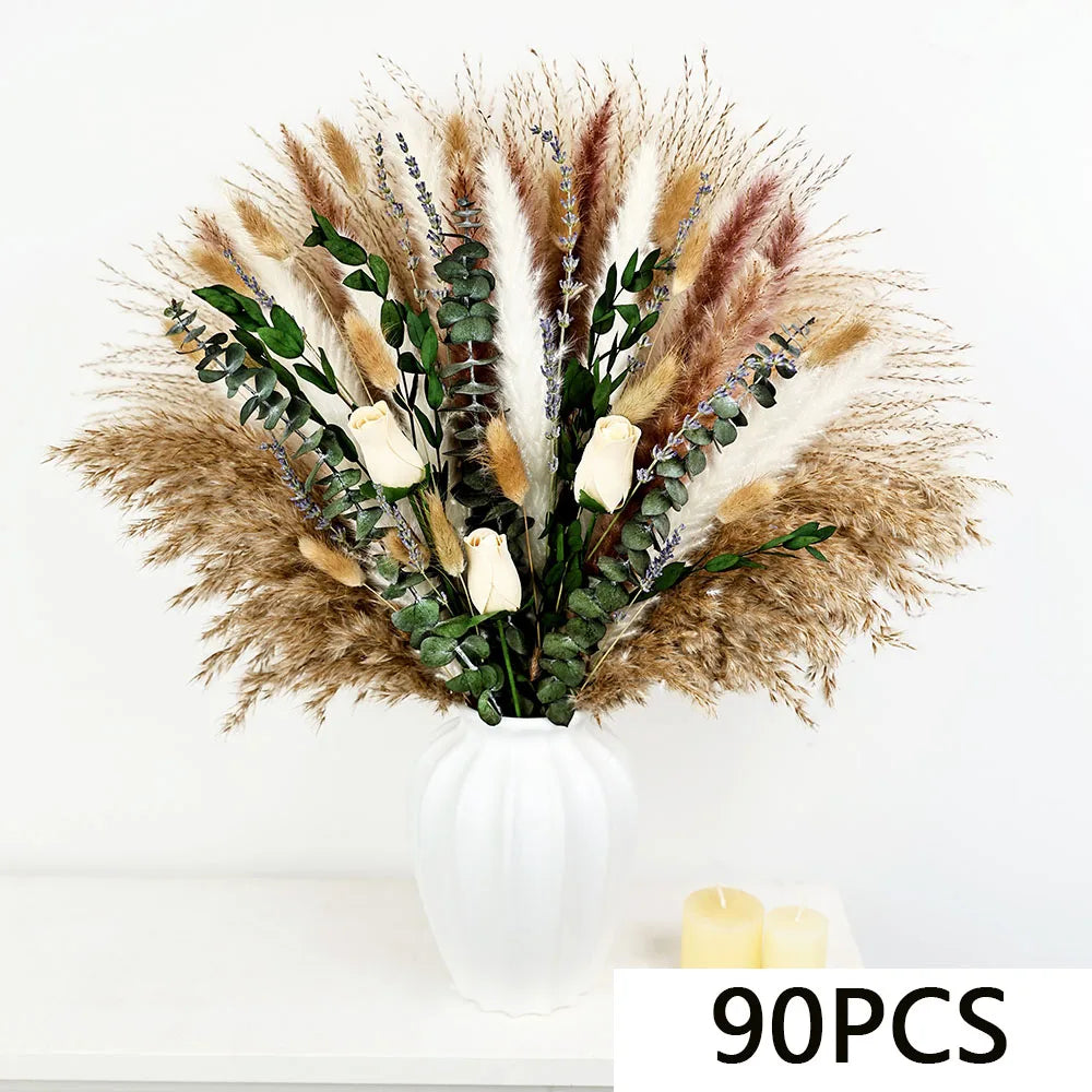 Faux Dried Flower Bouquet Bundle — 80-Piece Vase Filler