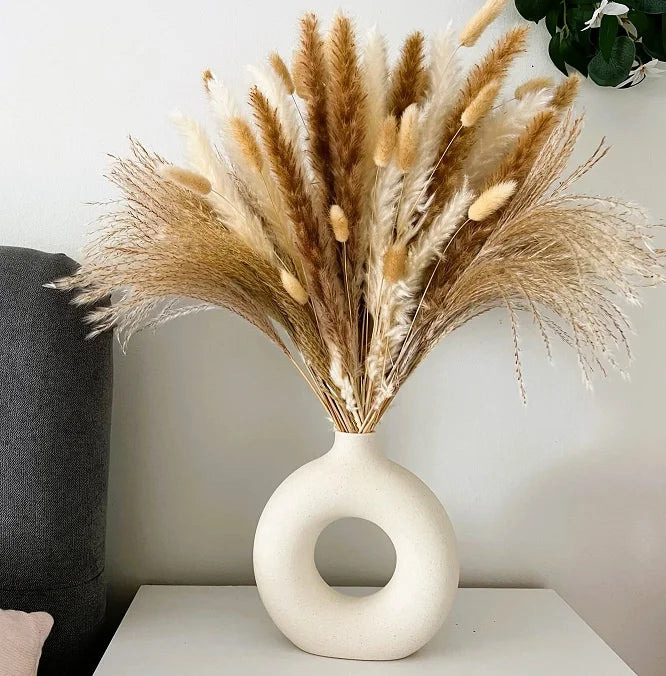Natural Pampas & Rabbit Tail Grass Bouquet — Boho Table Decor