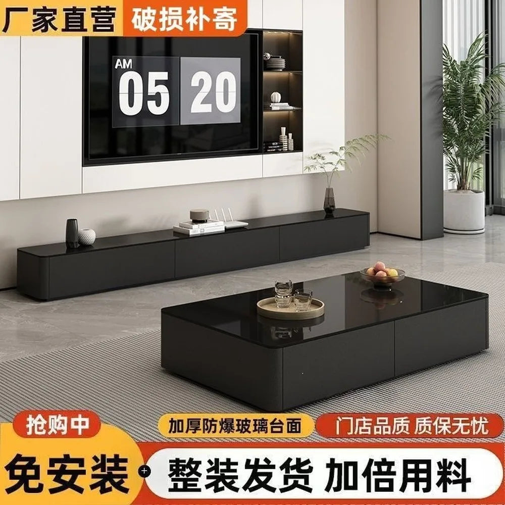 Modern TV stand and coffee table set — close-up product view
