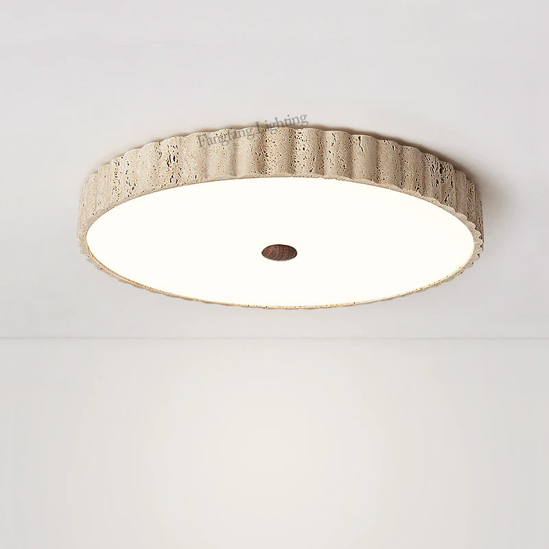 Travertine Full-Spectrum LED Ceiling Lamp — Natural Stone Pendant