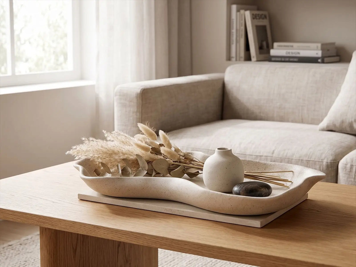Wabi-Sabi Ceramic Storage Tray — Desktop Catchall