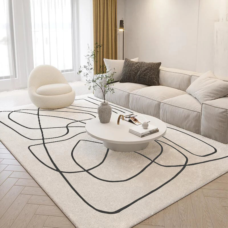 Nordic Abstract Plush Area Rug — Soft Non-Slip