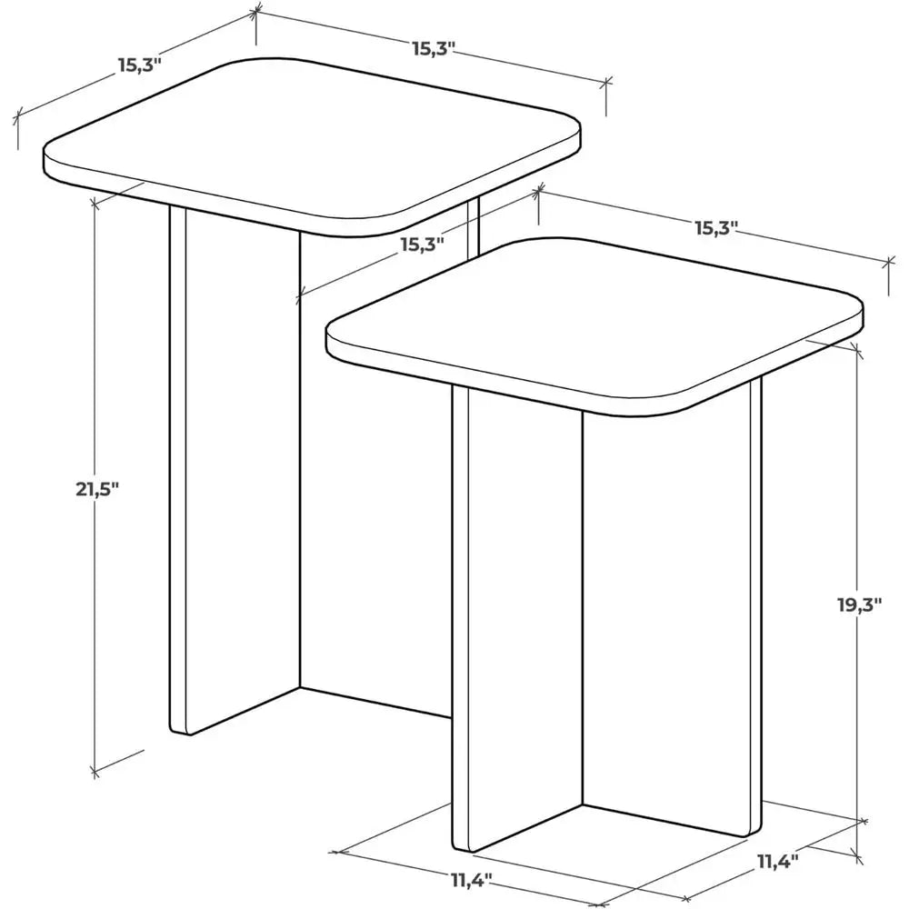 Travertine square nesting table set for living room