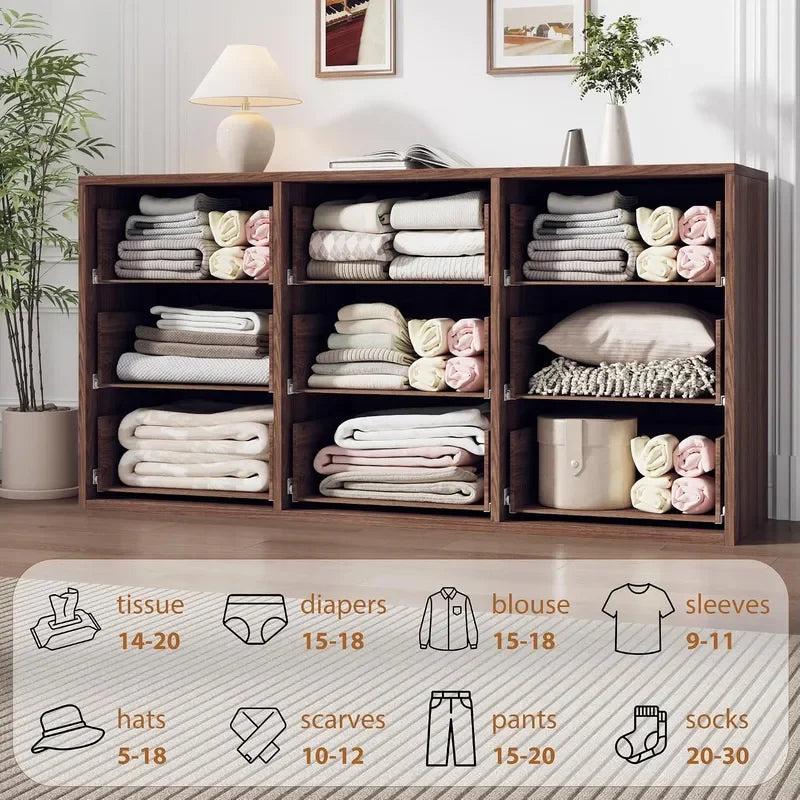 Nine-drawer wide dresser for bedroom storage