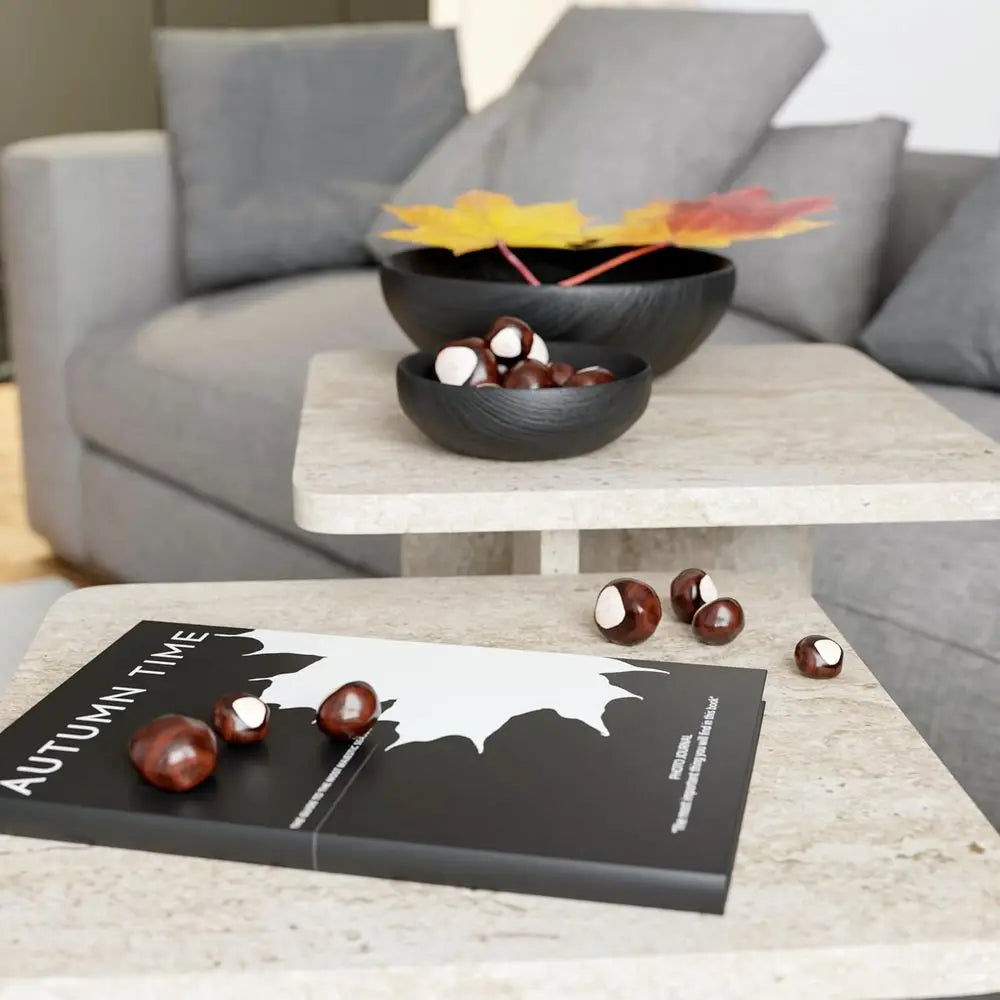 Travertine Square Nesting Tables — Set