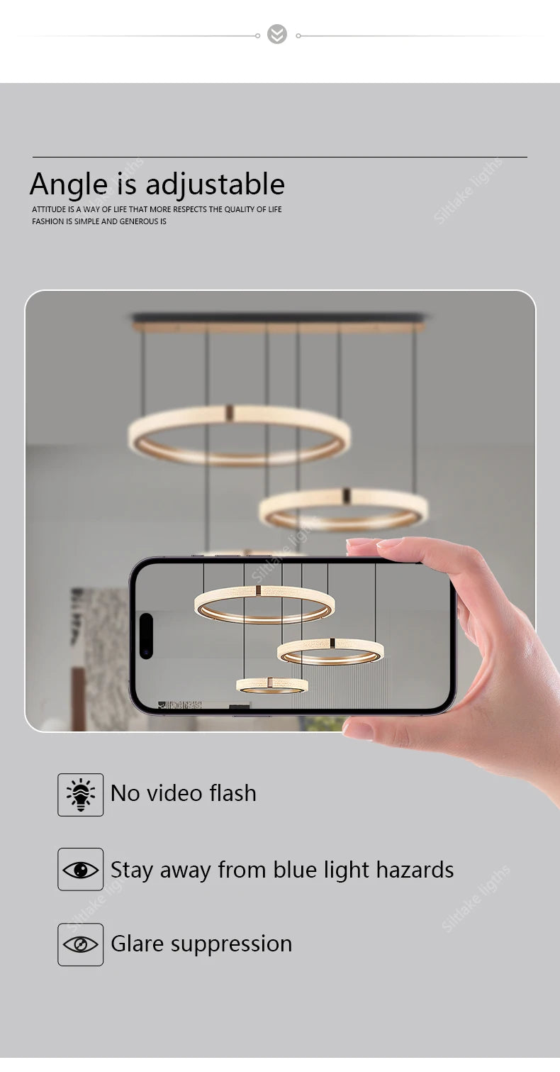 Modern Round Ring Chandelier — Aluminum & Acrylic Ceiling Light