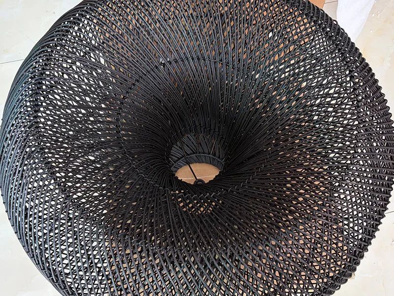 Handwoven Rattan Pendant Lamp — Japandi Kitchen Island Light