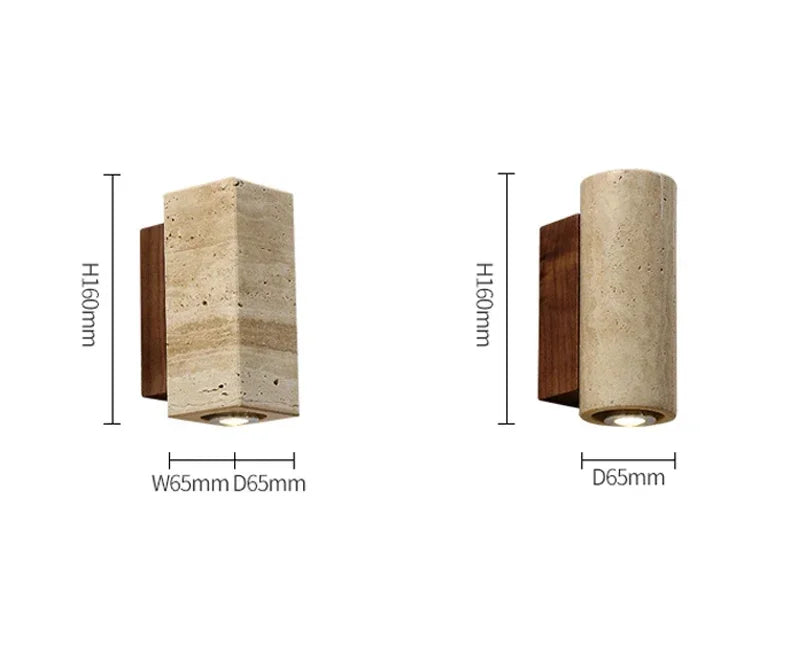 Yellow Marble Wall Sconce — Wabi-Sabi Travertine Light