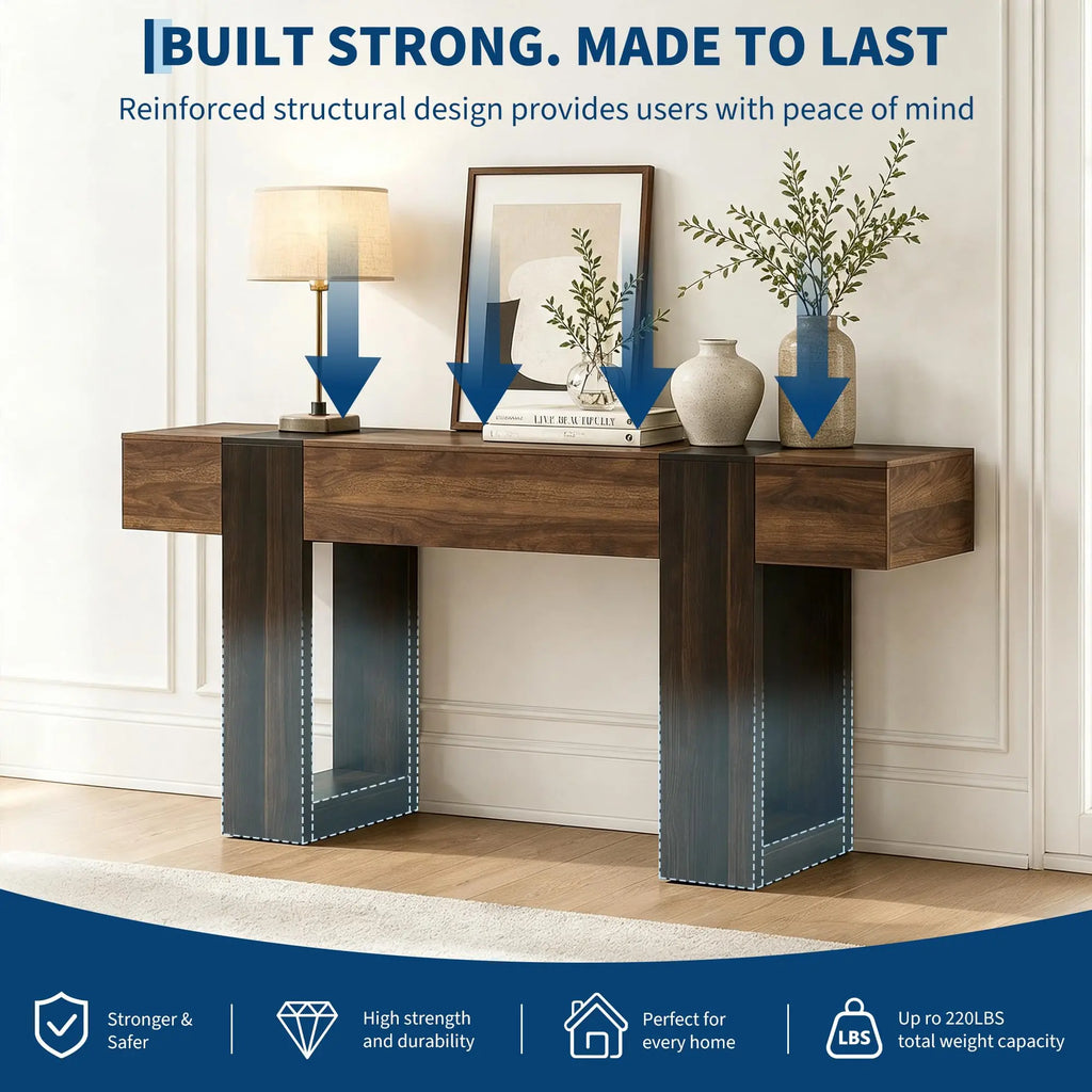 Entryway console table — side detail view