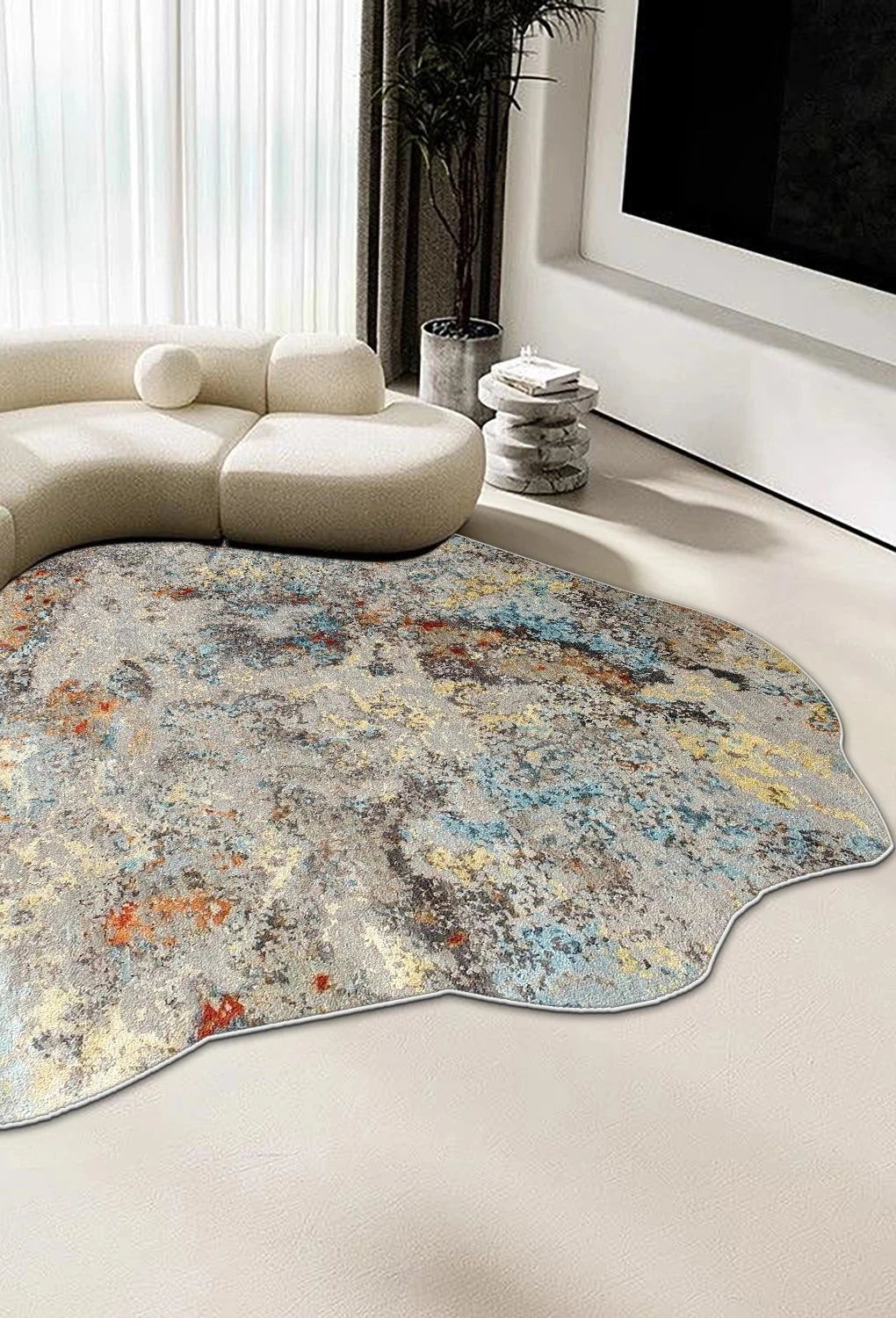 Modern Abstract Irregular Carpet for Living Room Decoration Home Machine Washable Fluffy Rugs Thickened Bedroom Soft Floor Mat — image 11