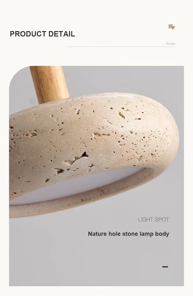 Wabi-sabi Chandelier Nordic Yellow Travertine Bedside  Retro Flying Saucer Restaurant Bar Stone LED — image 17