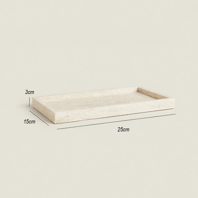 Travertine Vanity Tray — Rectangle Sink Organizer