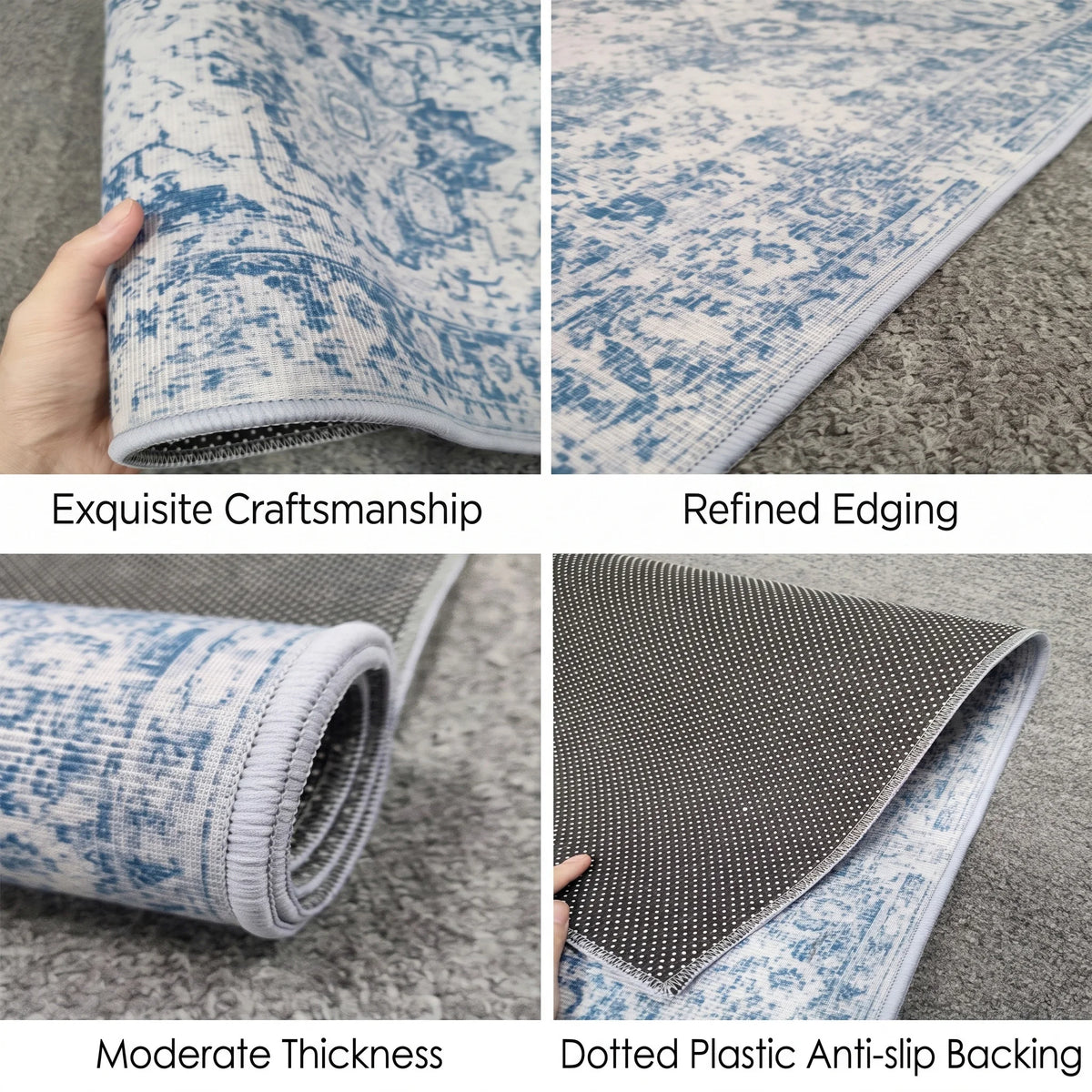Nordic Simple Grey Style Living Room Sofa Carpet Decoration Bedroom Antiskid Washable Household Mat High-end Rug Customizable — room setting