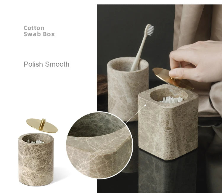 Emperador Marble Bathroom Accessory Set — 8-Piece