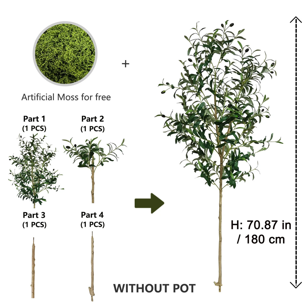 120-180cm Artificial Olive Tree Plant Indoor Outdoor Ornament Fake Plant for Home Garden Balcony Living Room Decoration — image 30