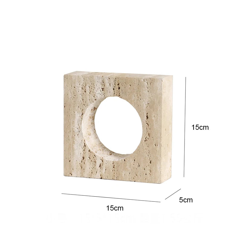Natural Travertine Stone Archway Ornament — Beige, Antique Finish