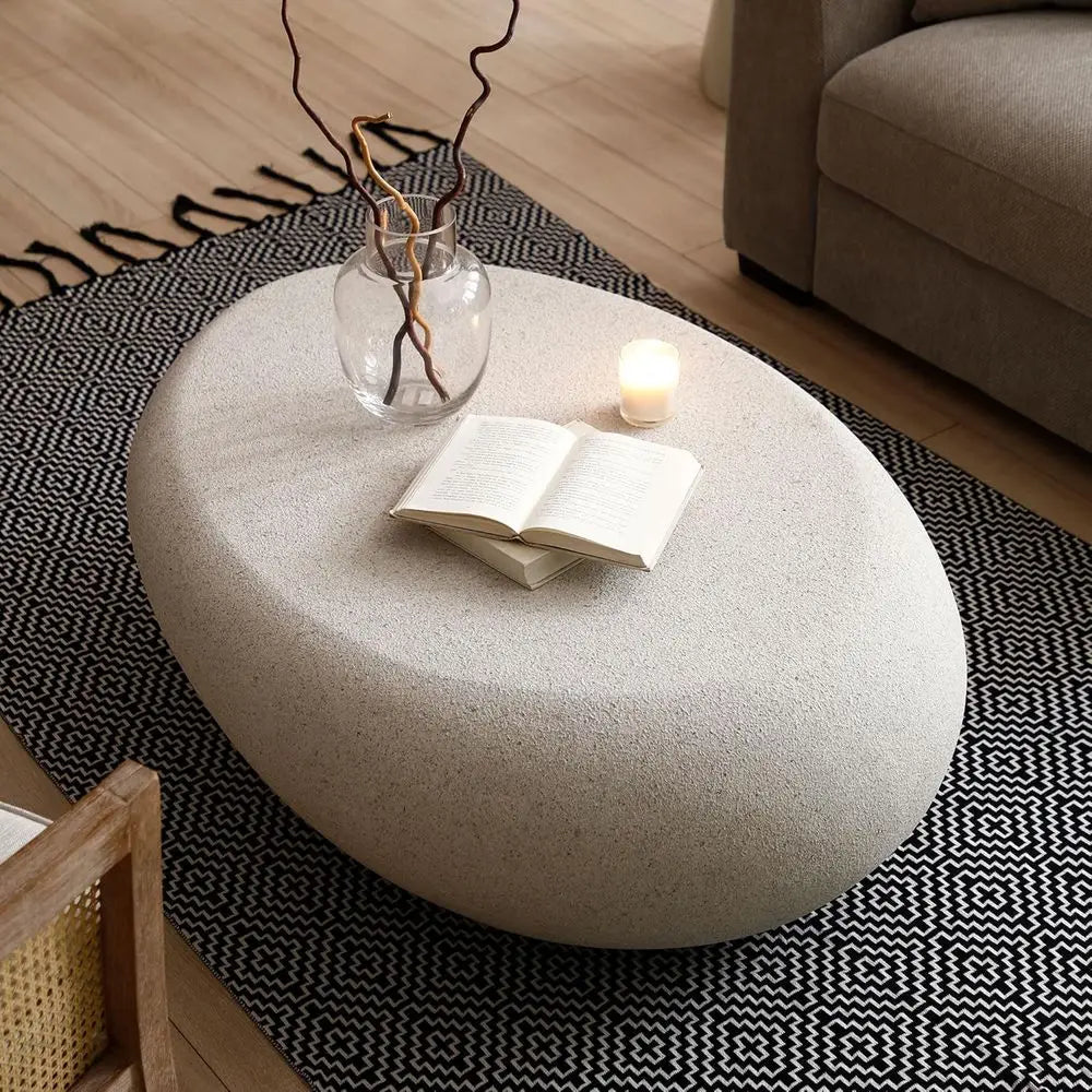 Oval stone coffee table — alternate product view
