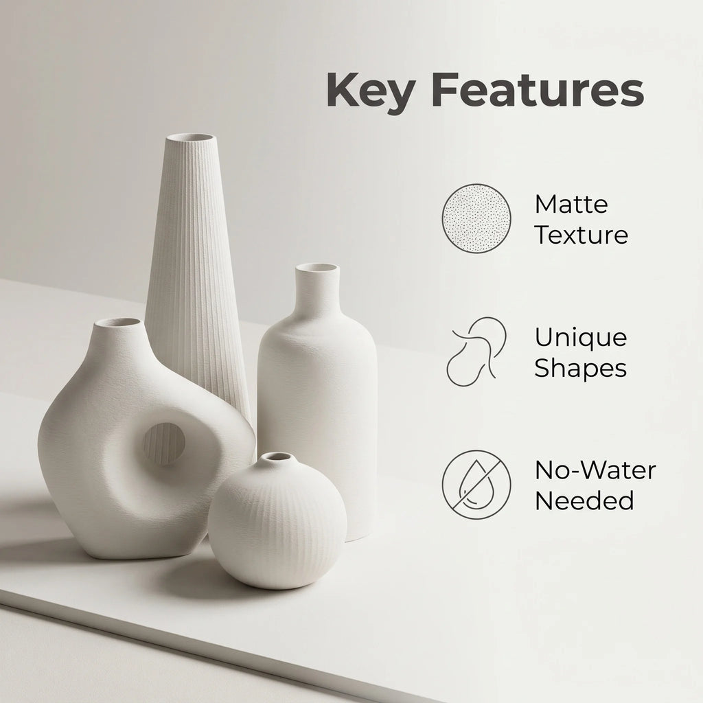 Wabi-Sabi Irregular 4-Piece Vase Set — Matte PLA