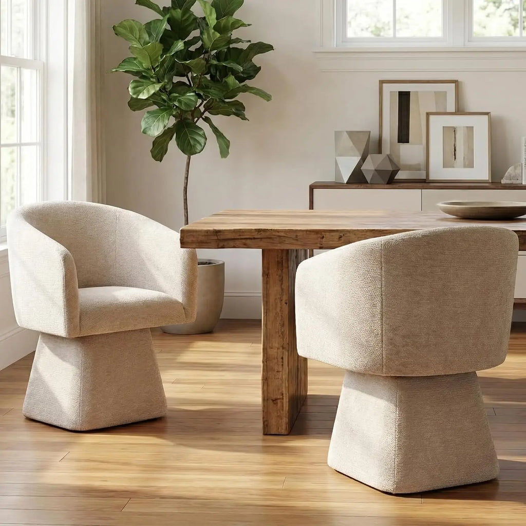 Upholstered Swivel Dining Chairs — Set of 2