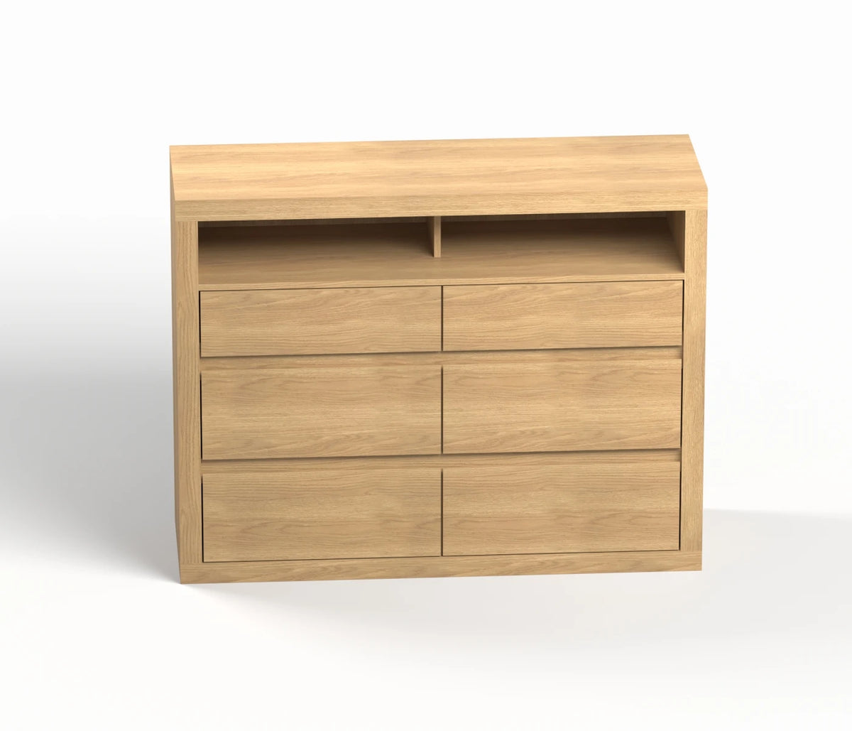 47" Mid-Century 6-Drawer Dresser with Open Shelves