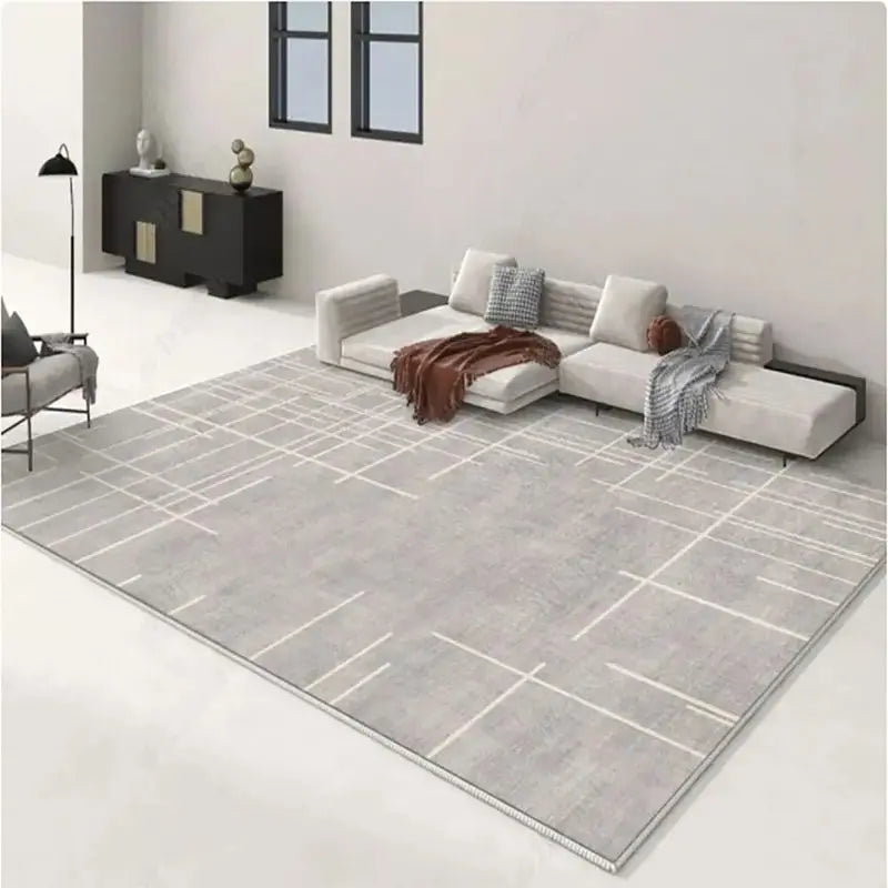 Light Gray Striped Area Rug — Machine-Washable — feature view