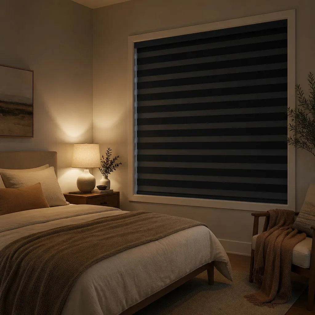 Zebra Blind Day Night Dual Sheer Blackout Roller Shade Window Treatment Custom Size Living Room Bedroom Waterproof UV Resistant — alternate view