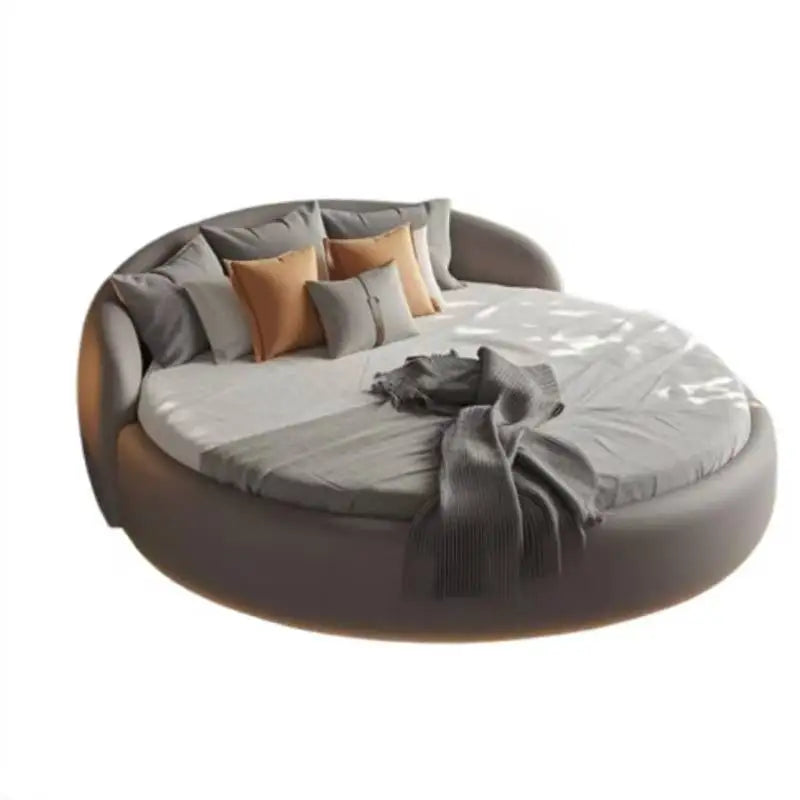 Floating Platform Bed - Modern Circular Headboard