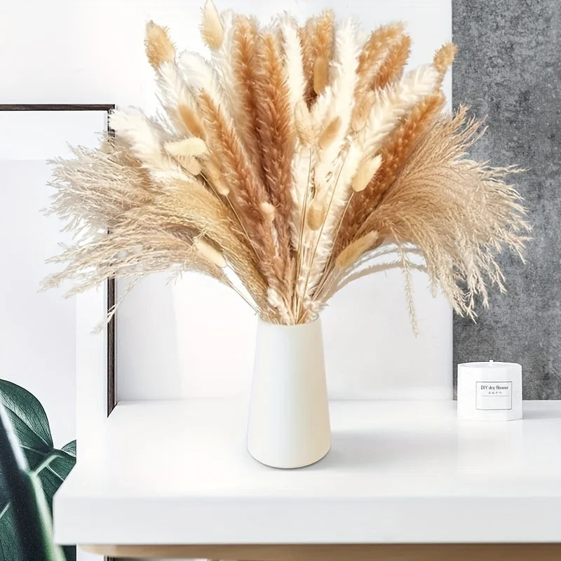 Natural Pampas & Rabbit Tail Grass Bouquet — Boho Table Decor
