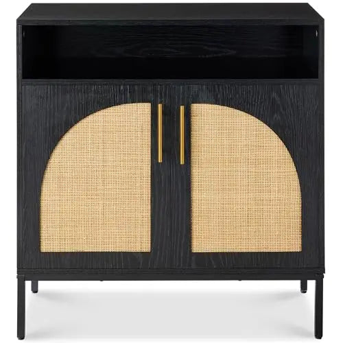 Rattan Storage Cabinet — 2-Door Accent Cupboard