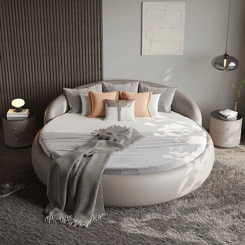 Floating Platform Bed - Modern Circular Headboard