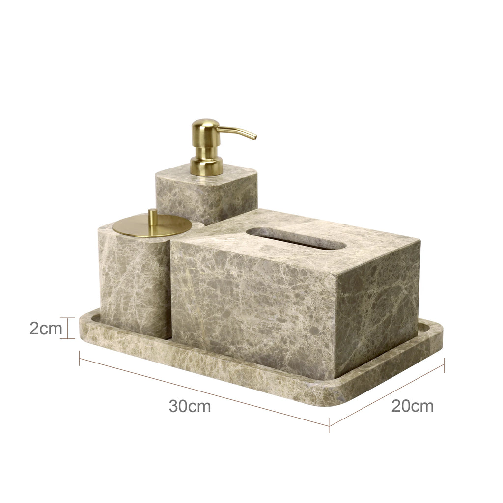 Emperador Marble Bathroom Accessory Set — 8-Piece
