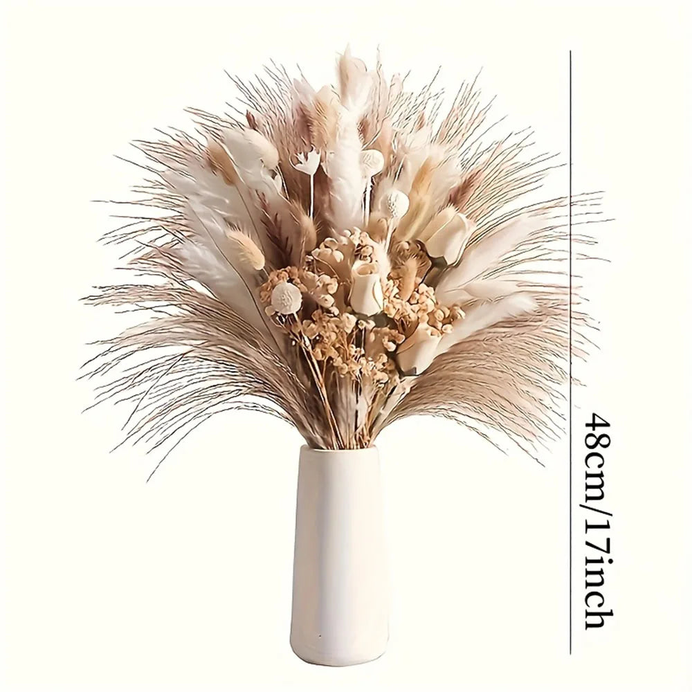Faux Dried Flower Bouquet Bundle — 80-Piece Vase Filler