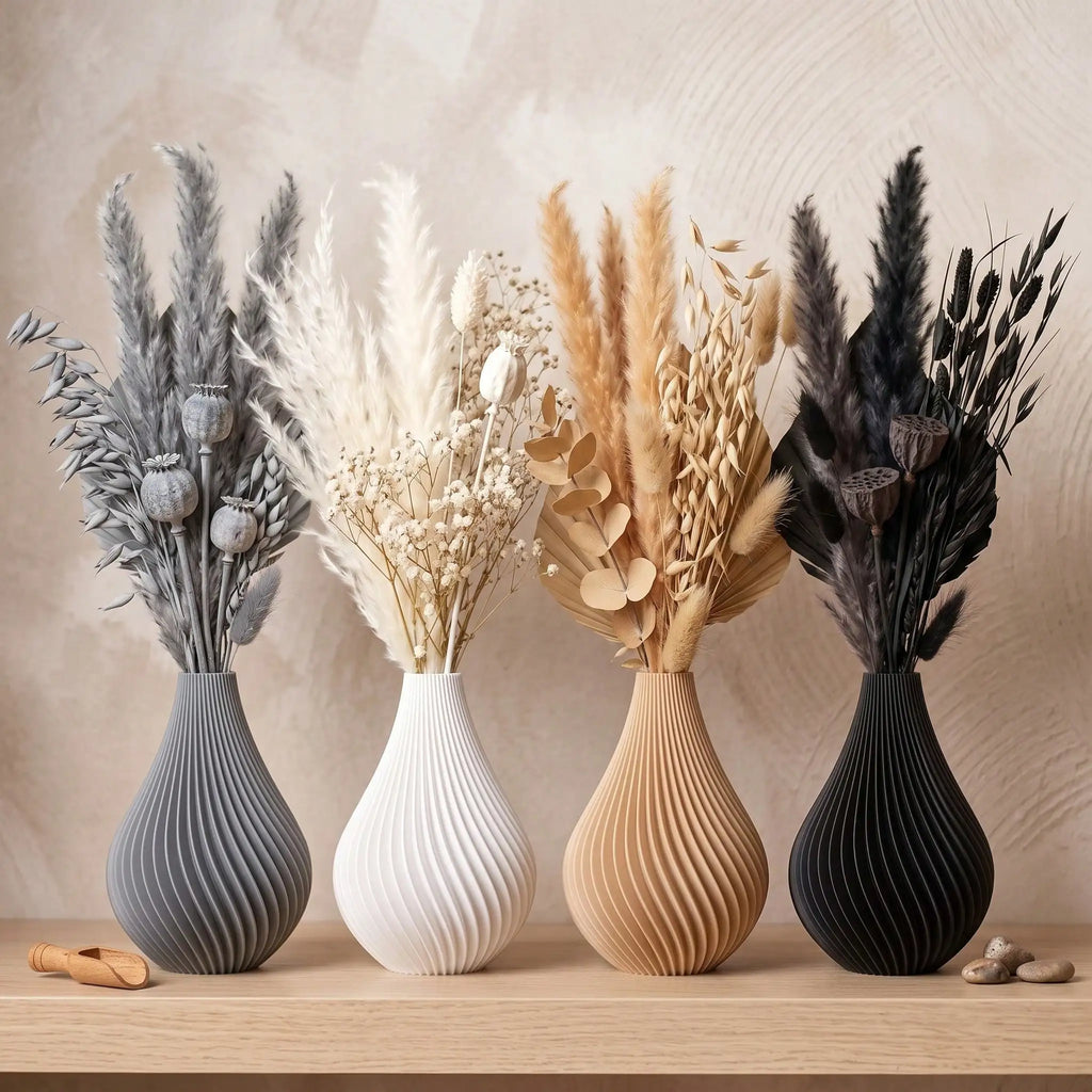 Twisted Ribbed Bulbous-Neck Vase — Boho Style