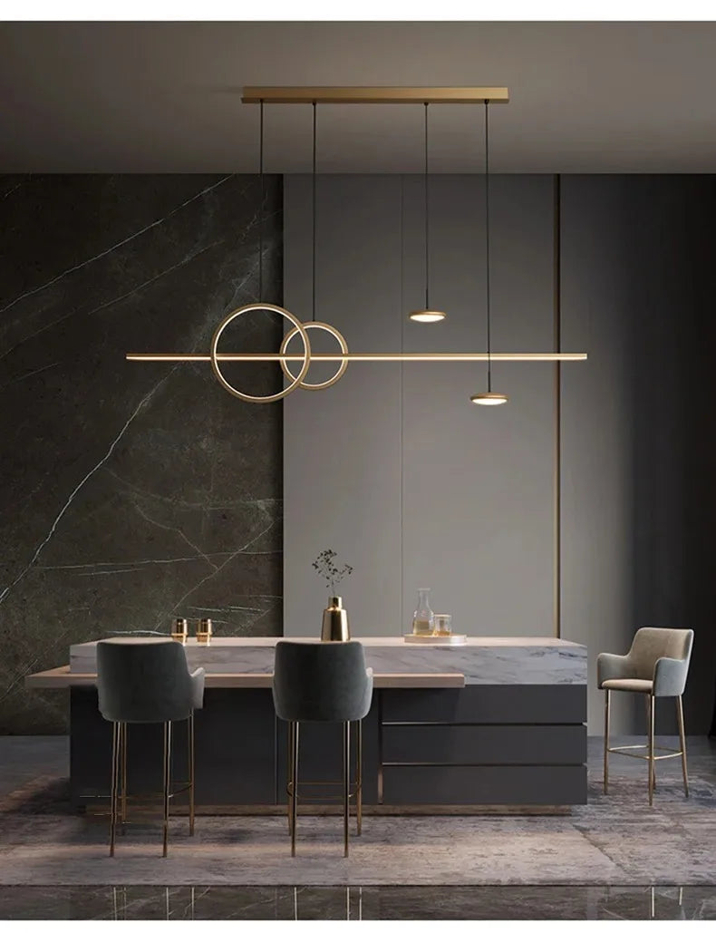 Modern Luxury Simple Gold Chandeliers Black Lighting Living Dining Room Home Decor Hanging Lamp Restaurant Island Bar Fixture — image 10