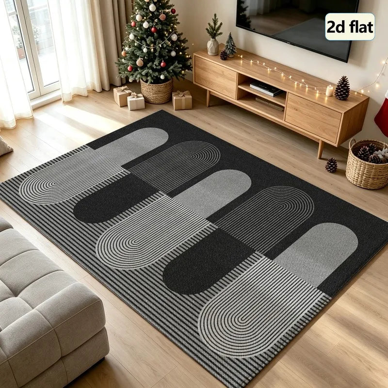 Mid-Century Geometric Area Rug — Machine Washable — alternate angle view