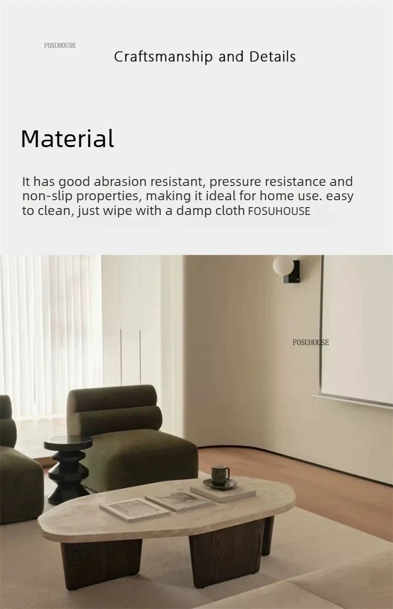 Natural wood low-profile coffee table — alternate product view
